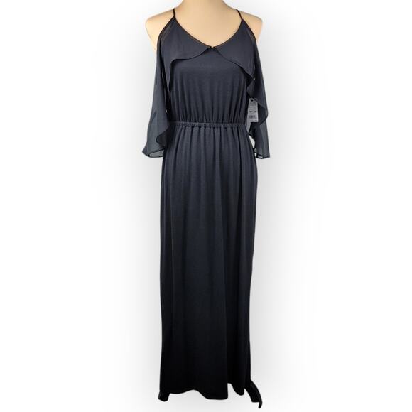 NY Collection Cold Shoulder Maxi Dress Size Small Feminine Minimalist Romantic - Picture 1 of 12